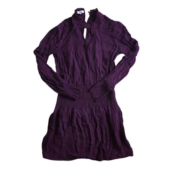 Parker Purple Robyn Blouson Mini Silk Blend Dress S - Picture 2 of 7